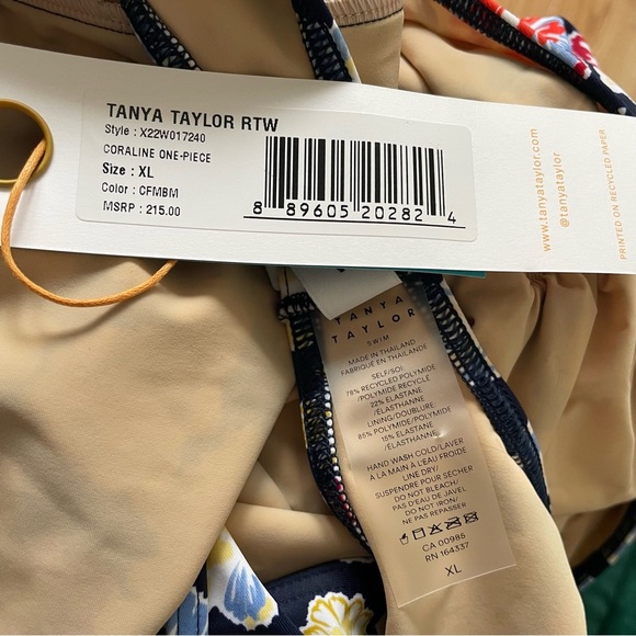 Tanya Taylor Coraline Cut Out Blue Floral Ruffles One Piece Swimsuit NWT Size XL - Picture 8 of 12